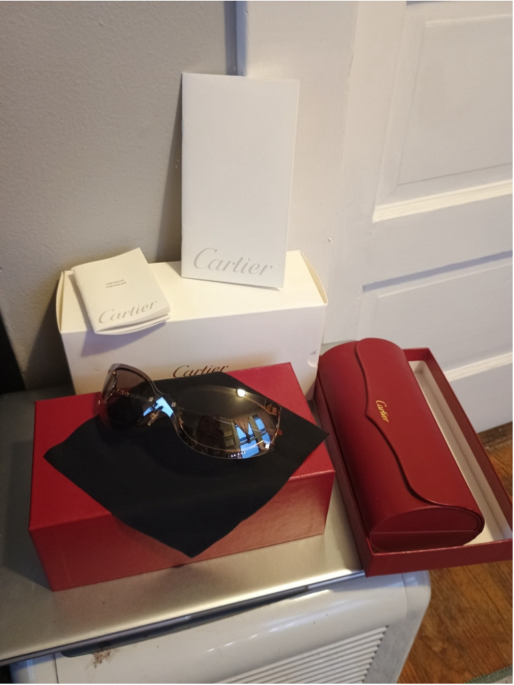 Cartier "Pasha" rimless shield sunglasses Y2K